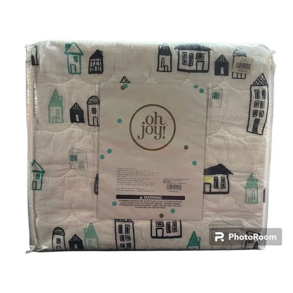 Oh Joy 4 Pc Crib Bedding Set CITY Multi MINT NAVY WHITE BABY NURSERY (New) - Picture 2 of 2